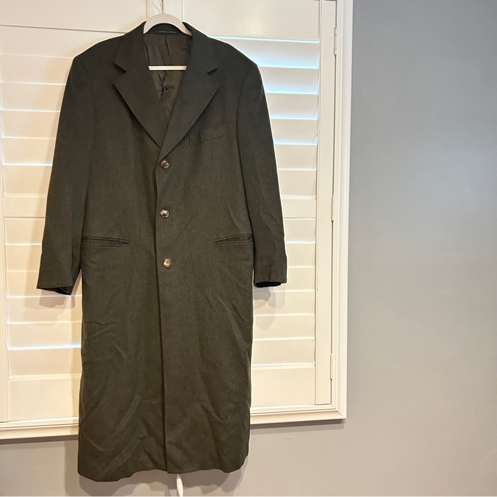 Ermenigildo Zegna 100% Cashmere Overcoat Olive Green Size 6